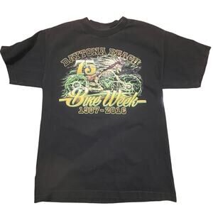 Vintage Style Daytona Beach‎ Bike Week 75th Anniversary Tee Medium Biker Graphic